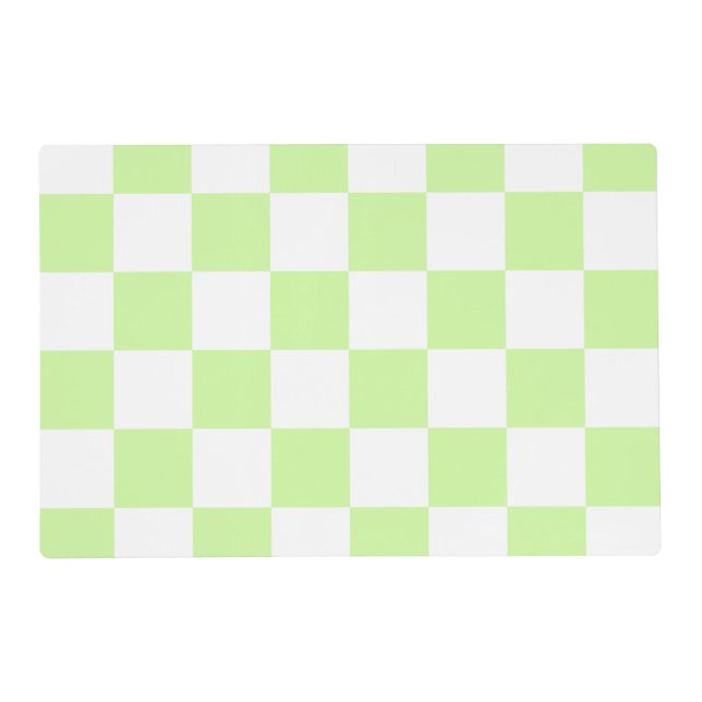 Pastel Green Checkered Gingham Pattern Placemat (Front)