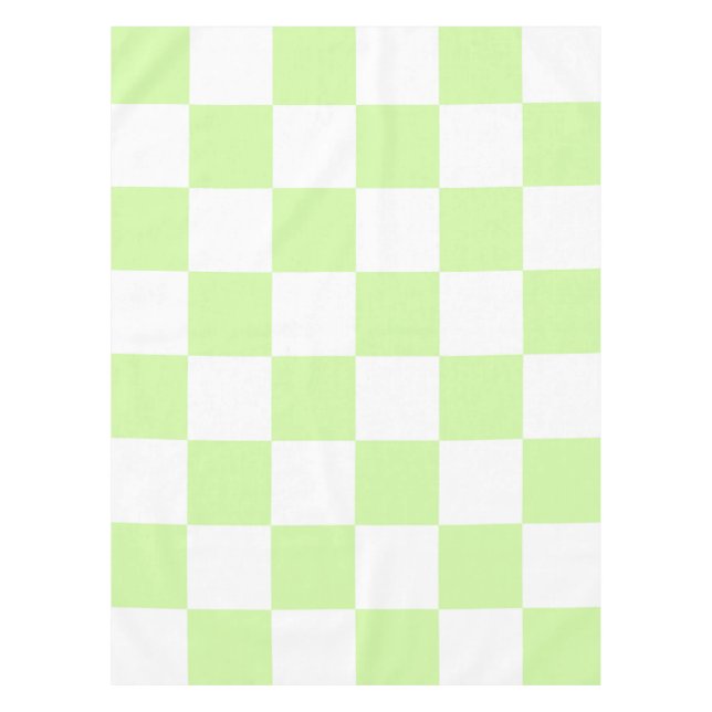 Pastel Green Checkered Gingham Pattern Tablecloth (Front)