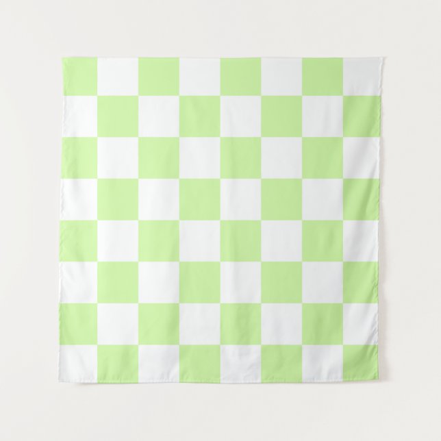 Pastel Green Checkered Gingham Pattern Tapestry (Front)