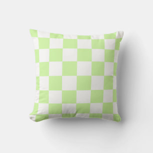 Pastel Green Checkered Gingham Pattern Throw Pillow