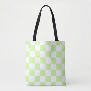 Pastel Green Checkered Gingham Pattern Tote Bag