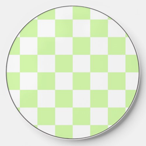 Pastel Green Checkered Gingham Pattern Wireless Charger