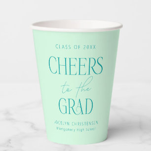 Pastel Green Cheers to the Grad Graduation Party Paper Cups