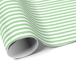 Pastel Green Color Stripes Vacation Summer Garden Wrapping Paper