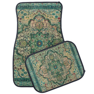 Pastel Green Colorful Floral Tribal Rug Motive