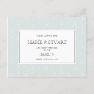Pastel Green Deco Wedding Save the Date Postcard