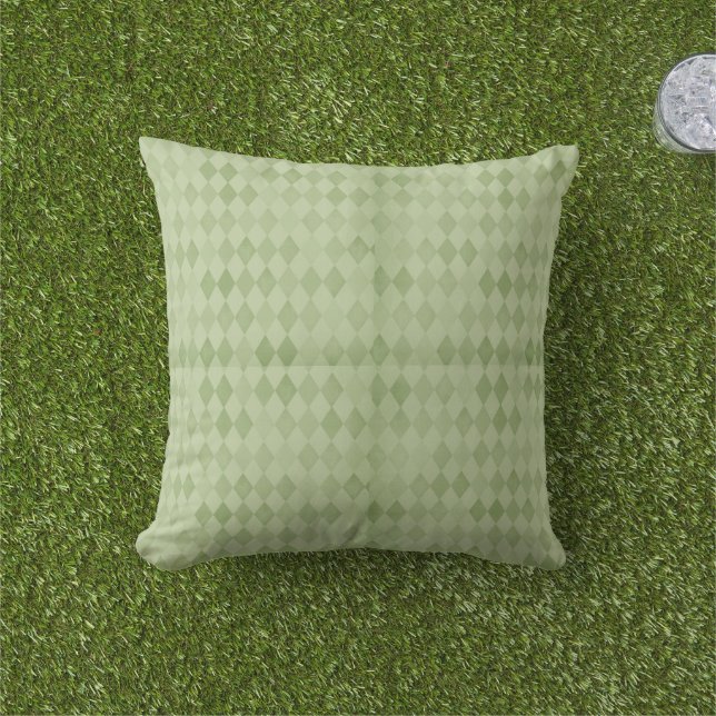 Pastel Green Diamonds Outdoor Pillow (Grass)