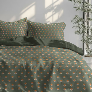 Pastel Green Duvet Groovy 70s Floral Accent Cover