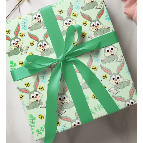 Pastel Green Easter Bunny Rabbit Spring Color Cute Wrapping Paper