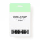 Pastel Green Employee Photo, Bar Code, Name
