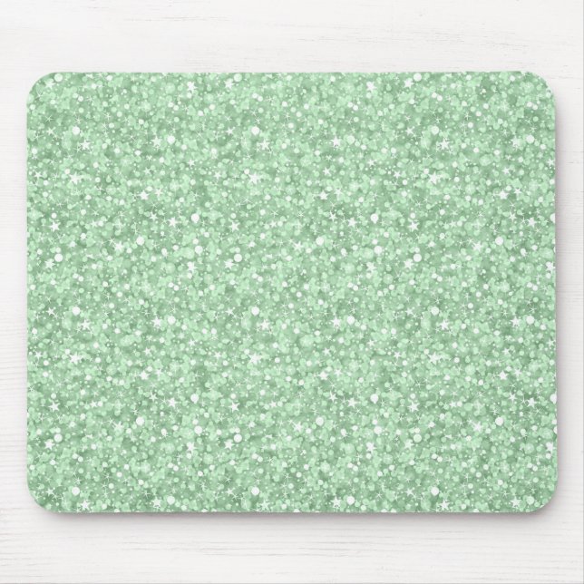 Pastel Green Faux Disco Glitter & Sparkles Mouse Pad (Front)