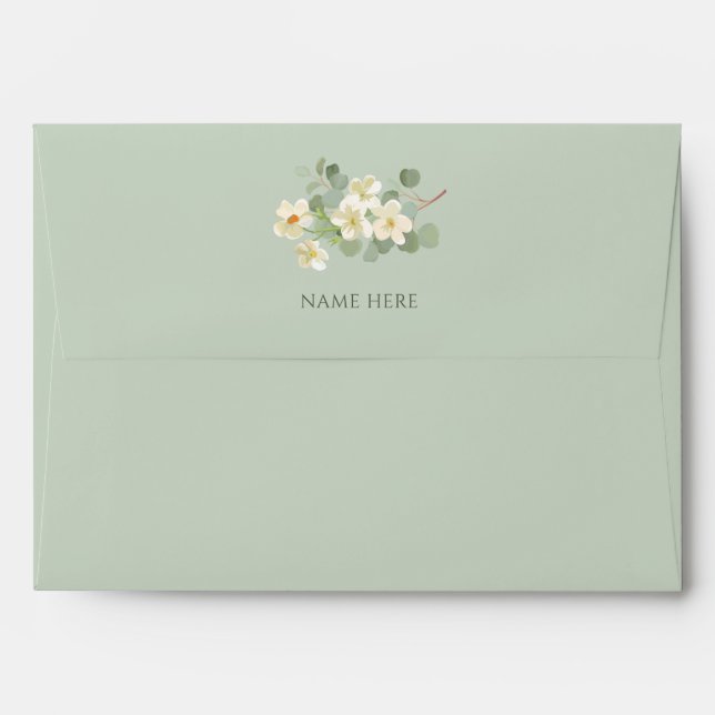 Pastel green floral  envelope (Back (Top Flap))