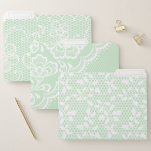 PASTEL GREEN FLORAL LACE LOOK PATTERNS FILE FOLDER