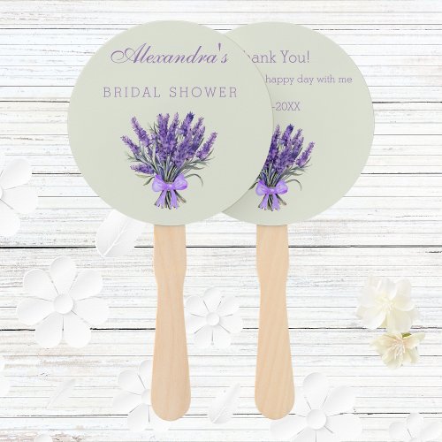 Pastel Green Floral Lavender Bridal Shower  Hand Fan