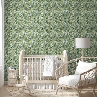 Pastel green floral pattern wallpaper