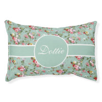 Pastel Green Floral Personalize Pet Bed