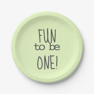 Pastel Green Fun To Be One First Birthday Paper Plates