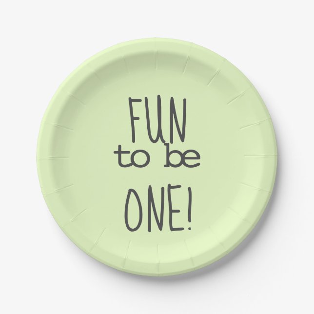 Pastel Green Fun To Be One First Birthday Paper Plates (Front)