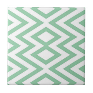 Pastel green geometric pattern ceramic tile