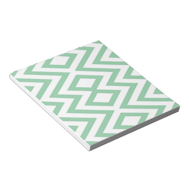 Pastel green geometric pattern notepad (Angled)