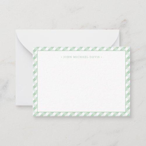 Pastel Green Gingham Childrens Note Card