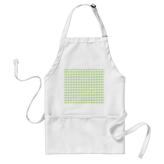 Pastel Green Gingham pattern Adult Apron (Front)