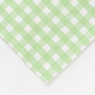 Pastel Green Gingham Pattern Fleece Blanket