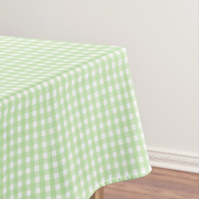 Pastel Green Gingham Pattern Tablecloth (In Situ)