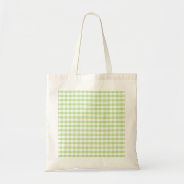 Pastel Green Gingham pattern Tote Bag (Front)