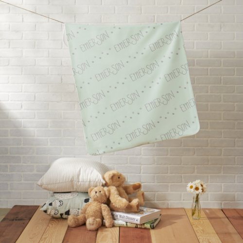 Pastel Green Grey Custom Names Repeated Simple Baby Blanket