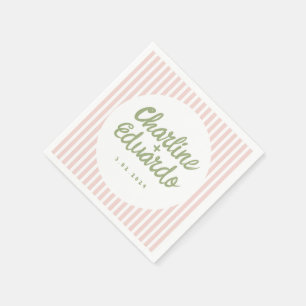 Pastel Green Hand Drawn Retro Wedding Napkins
