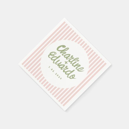 Pastel Green Handwriting Retro Wedding Napkins