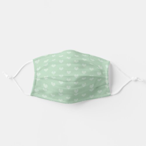 Pastel Green Hearts Pattern Adult Cloth Face Mask