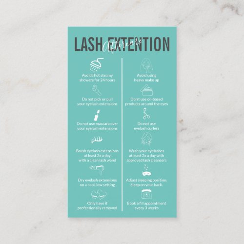 Pastel Green Icon Makeup Lash Extension Aftercare Business Card