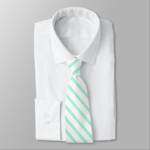 Pastel Green Mint Stripes Solid Color  Neck Tie