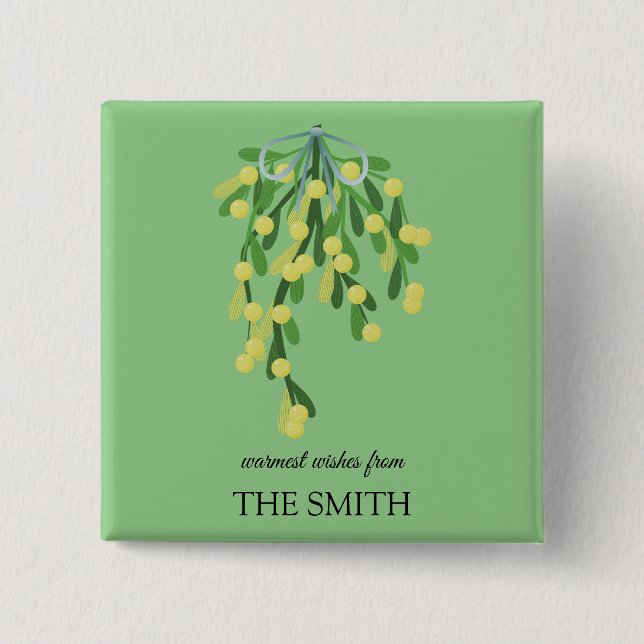 Pastel green mistletoe   button (Front)