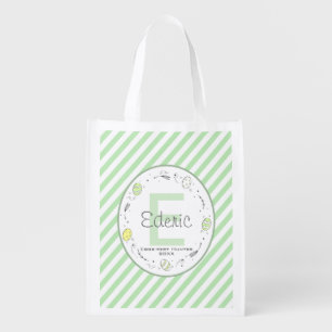 Pastel Green Monogrammed Easter Egg Hunt Tote Bag