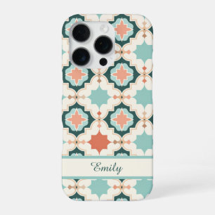 Pastel Green Moroccan Tile Personalized iPhone 16 Pro Case