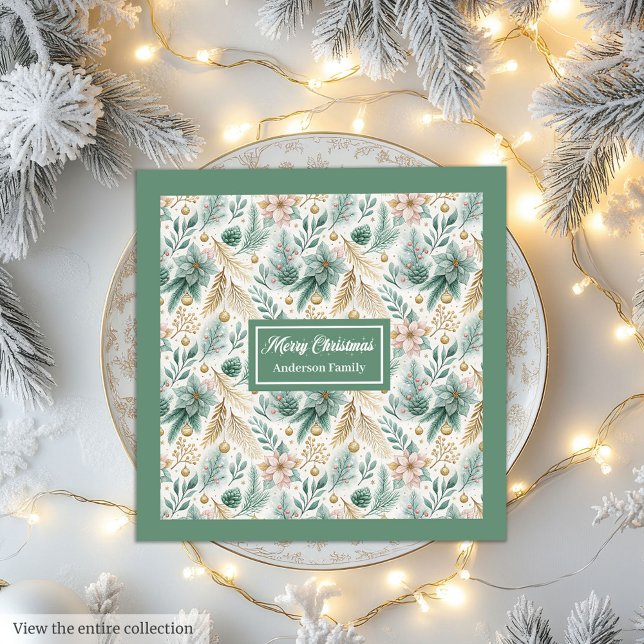 Pastel Green Napkins Personalized Christmas Decor (Pastel Green Napkins Personalized Christmas Decor)