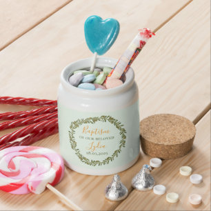 Pastel Green Olive Wreath Candy Jar