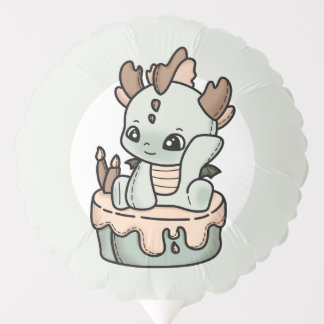 Pastel Green Orange Cake Baby Dragon Balloon