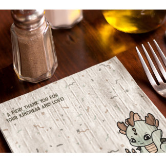 Pastel Green Orange Cute Cake Baby Dragon Napkins