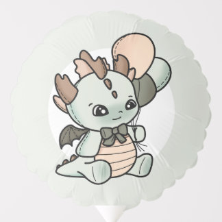 Pastel Green Orange Holding Balloons Baby Dragon