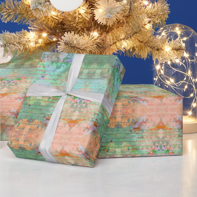Pastel Green & Orange Wrapping Paper (Holidays)