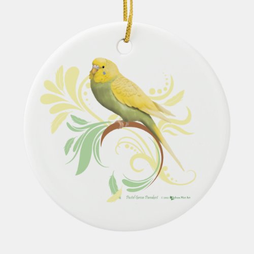 Pastel Green Parakeet Ceramic Ornament