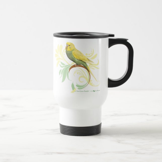 Pastel Green Parakeet Travel Mug (Right)