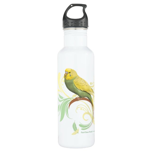 Pastel Green Parakeet Water Bottle (Front)