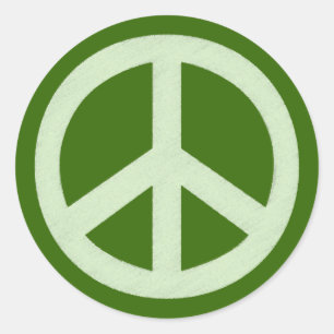 Pastel Green Peace Sign Classic Round Sticker