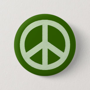 Pastel Green Peace Sign Pinback Button
