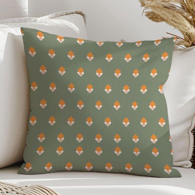 Pastel Green Pillow Groovy 70s Floral Accent (Pastel Green Pillow Groovy 70s Floral Accent)